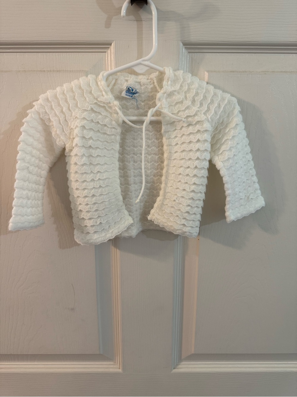 Kids White Knit Tie-Front Cardigan Sweater